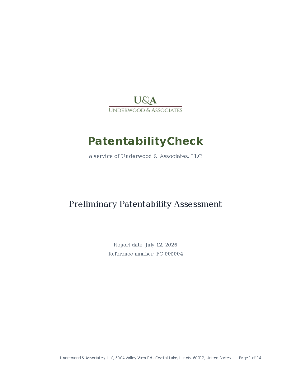 Sample report cover page